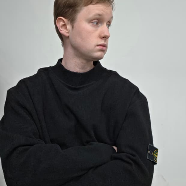 99AW 스톤 아일랜드 블랙 오버사이즈 울 혼방 니트