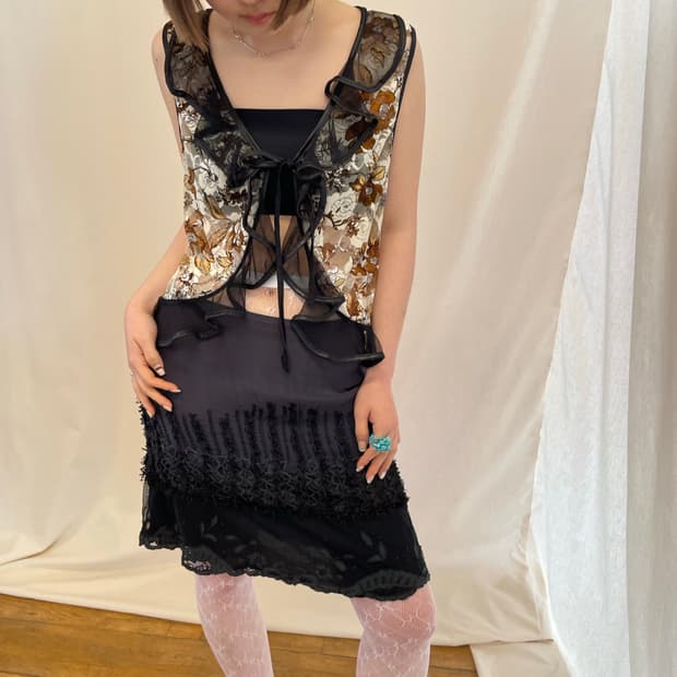 floral frill lace sleeveless