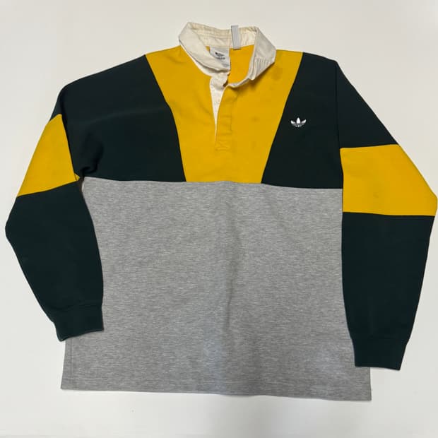 아디다스 귀여운 럭비 카라 긴팔 티셔츠 L