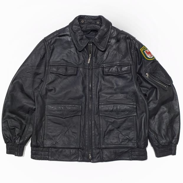 빈티지 90s polizei 독일 경찰 가죽자켓 105-110