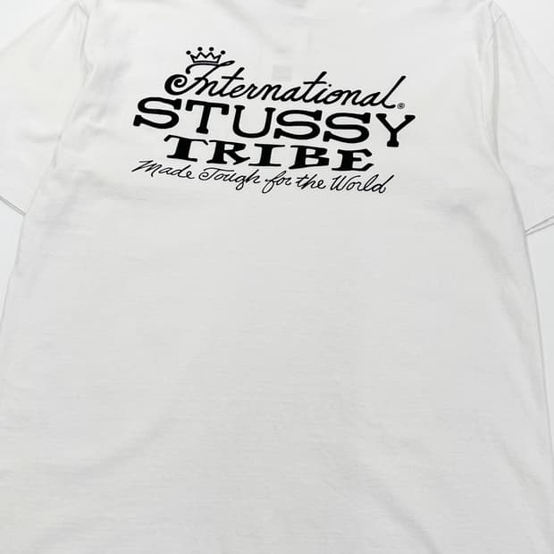 Stussy USA 90s 트라이브 반팔 티셔츠 화이트