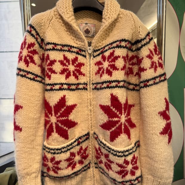 1970–80s Canadian 코위찬 Knit Zip-up L 