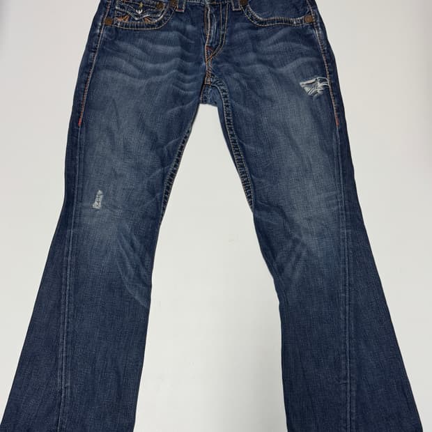 트루릴리젼 데미지 중청 워싱 부츠컷 데님팬츠 35인치