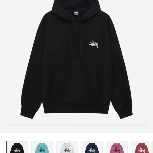 스투시 베이직 후드 블랙 S