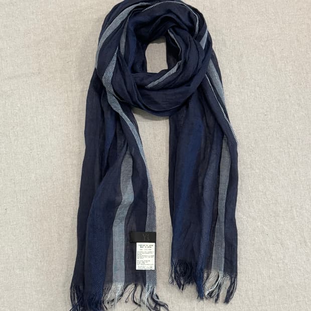 요지야마모토 스트라이프 린넨 머플러