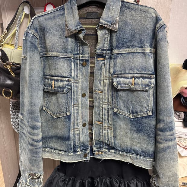 Saint Laurent Destroyed Denim Jacket
