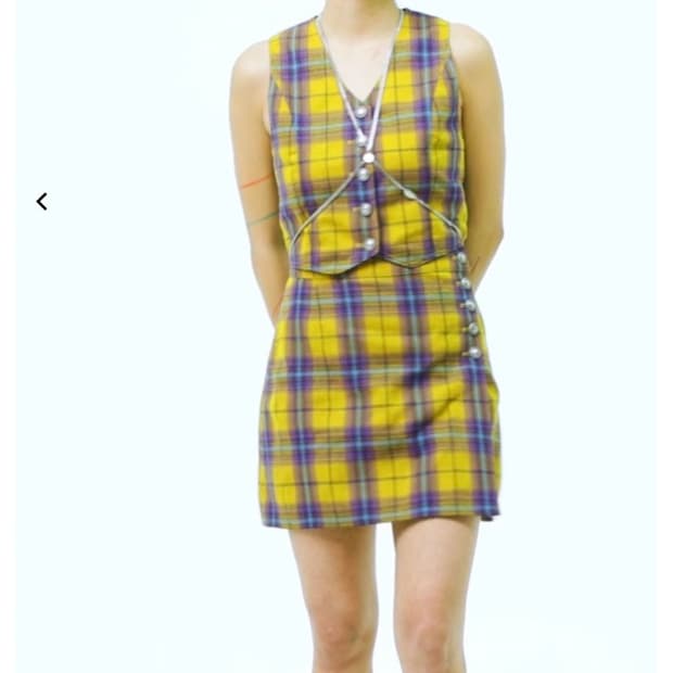 미스치프 CHECK WRAP BUTTON SKIRT_M