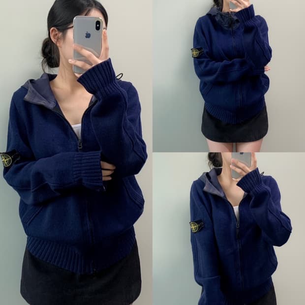 스톤아일랜드 니트 후드집업