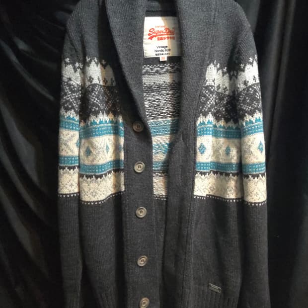 슈퍼드라이 빈티지 노르딕 니트 가디건 M