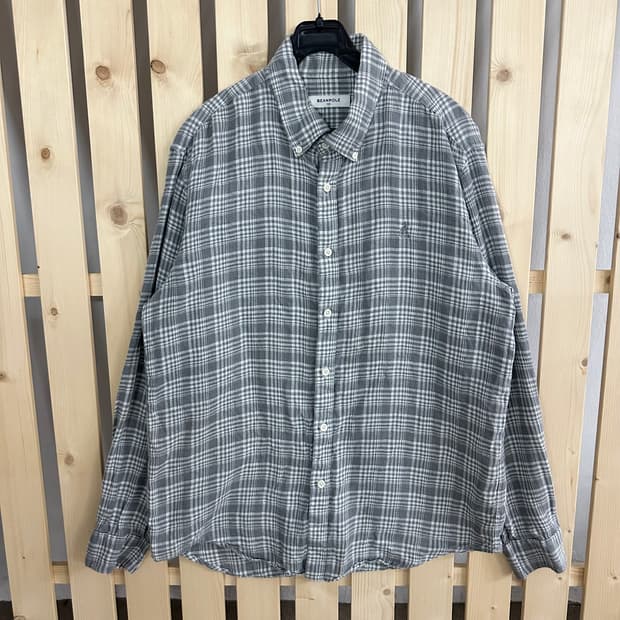 (XL) 빈폴 체크 남방 셔츠 그레이
