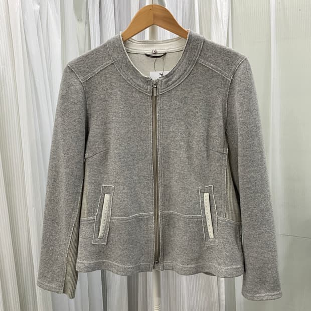 일본 빈티지 design aera 니트 배색 커팅 집업 1656