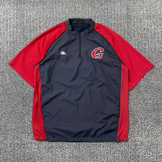 빈티지9. KAPPA X 롯데 자이언츠 아노락 우븐 바람막이 반팔 티셔츠