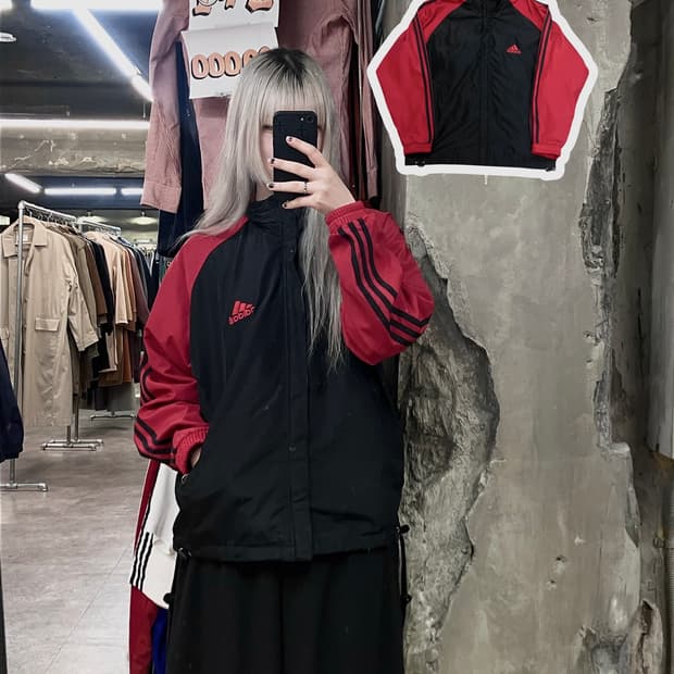 아디다스 기모 바람막이 점퍼 블랙 M   #csz2939