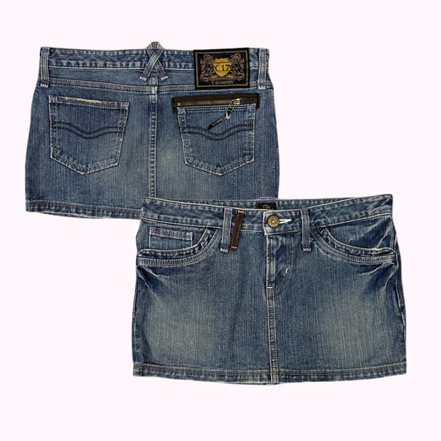 C-17 low-rise denim mini skirt