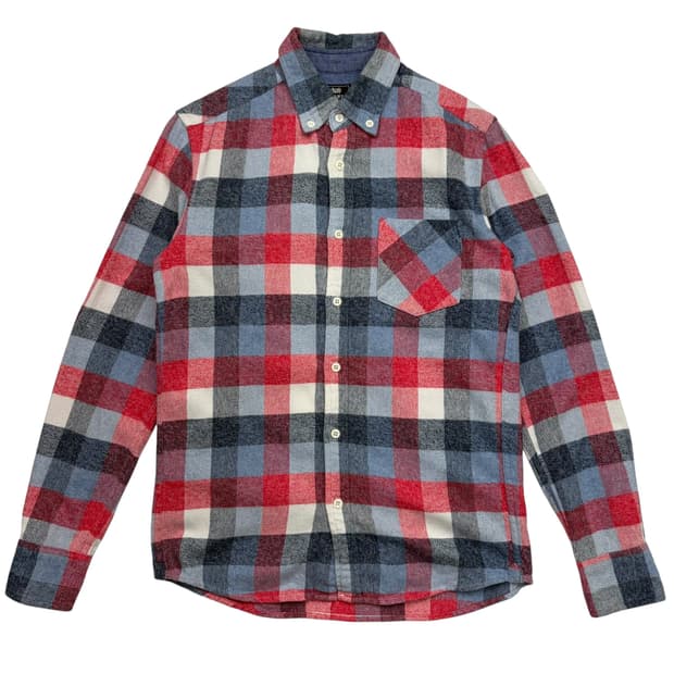 BEAMS 빔즈 체크 패턴 플란넬 셔츠 S