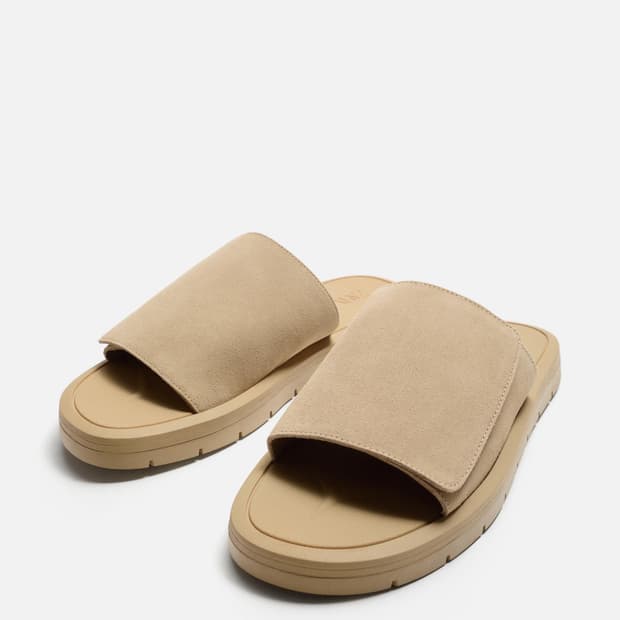 자라 스웨이드 슬라이드 샌들