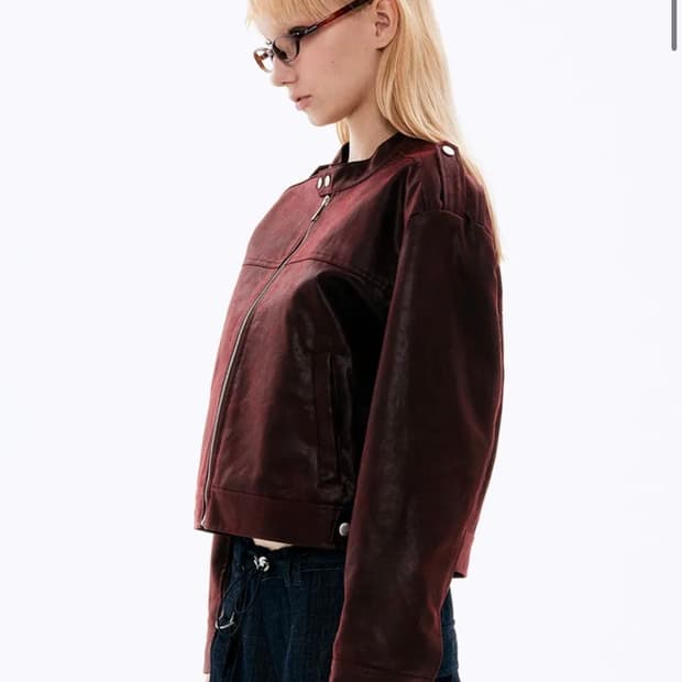 비수스 Visus Suede Biker Jacket Red