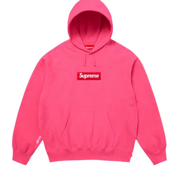 L) 25FW 슈프림 박스로고 후드 마젠타