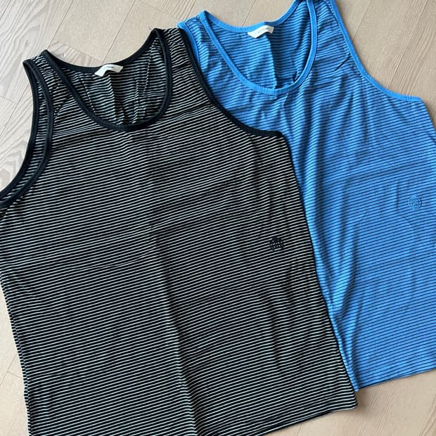 문선 스트라이프 슬리브리스 L