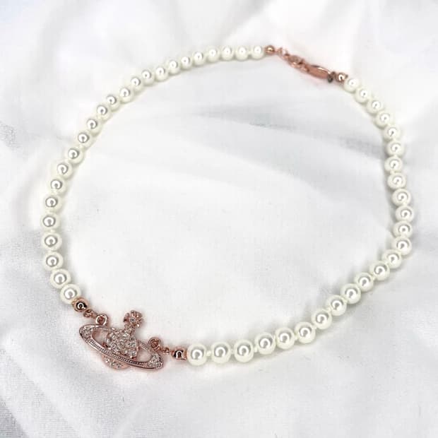 비비안웨스트우드 아카이브 바스릴리프 로즈골드orb 진주 펄 초커