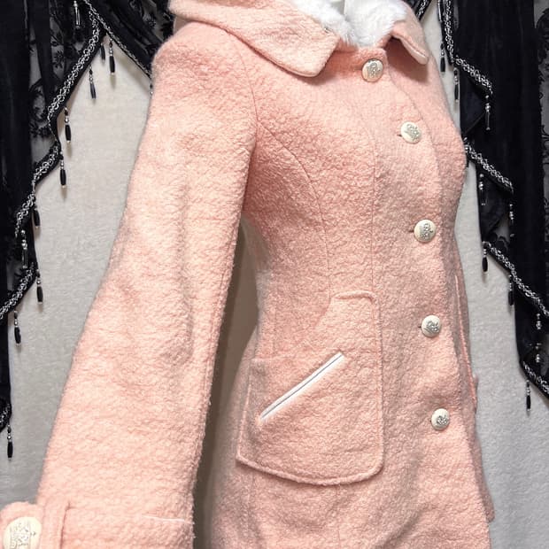 히메갸루 라떼 로맨틱 로걀 핑크 퍼후드 코트 자켓 러블리 핀터 하치