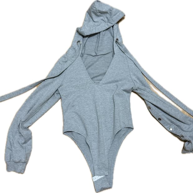 그레이 후드 바디수트