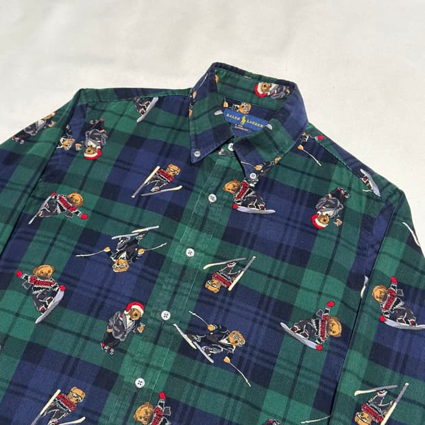 M 폴로랄프로렌 클래식핏 폴로 스키베어 타탄체크 코듀로이 셔츠