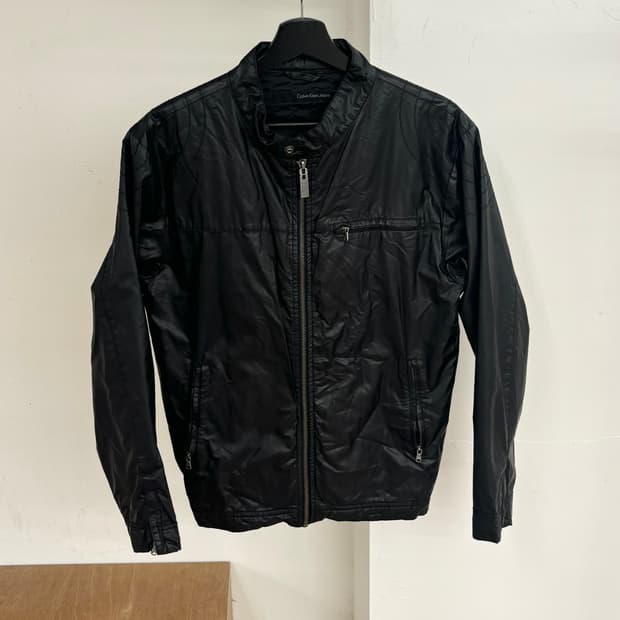 캘빈 클라인 진스 코티드 나일론 바이커 자켓