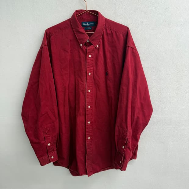 폴로 랄프로렌 blake red cotton 셔츠 xl