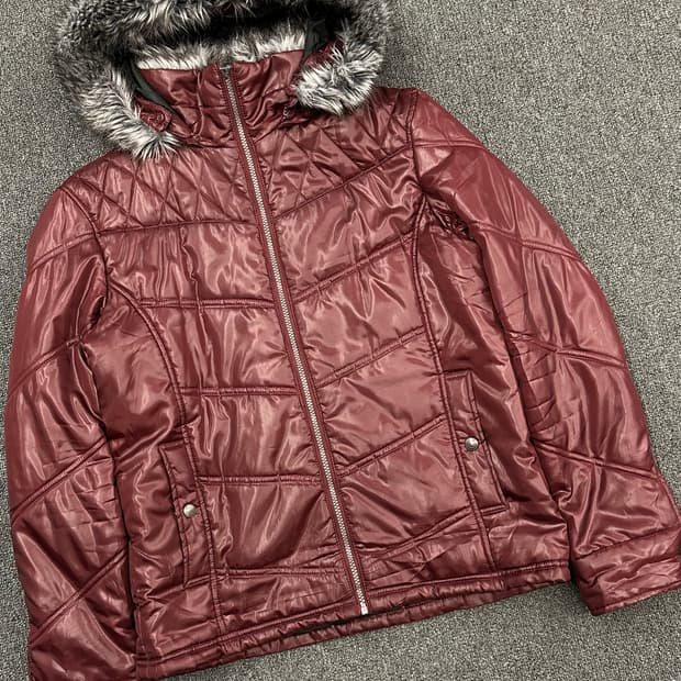 L)Spinach 빈티지 버건디 퍼 패딩 자켓