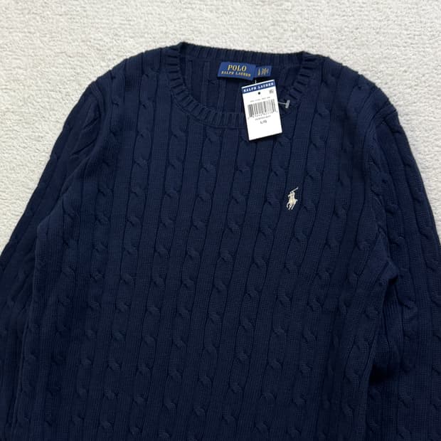 폴로 네이비 케이블 니트
