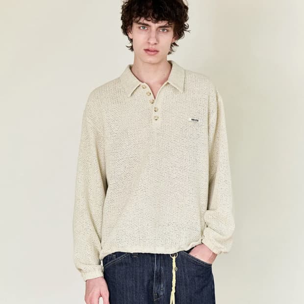 호이테 HET LOGO TWEED STRAW POLO (BEIGE)
