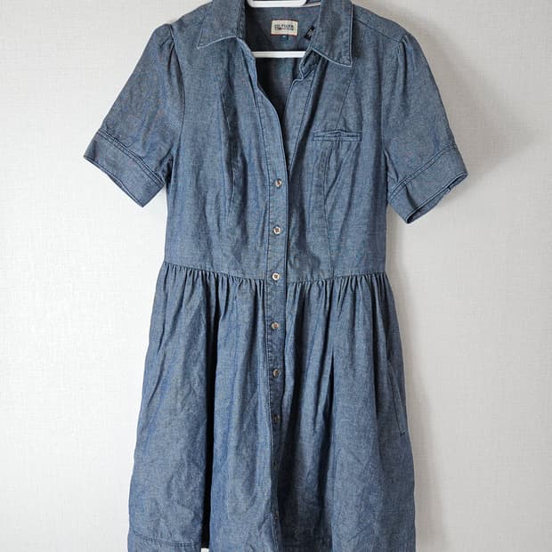 타미힐피거 데님 카라 반팔 미니원피스 M