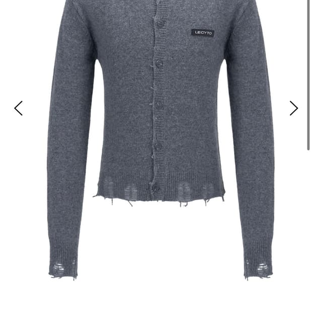레씨토 Destroyed Round Wool Knit Cardigan