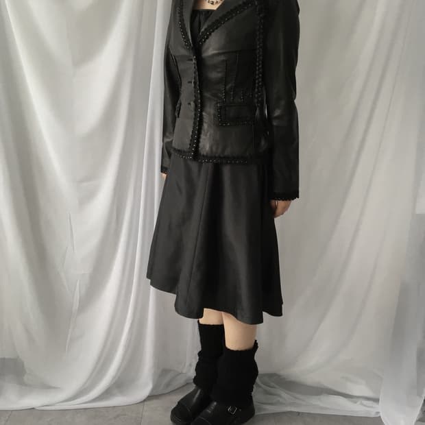 Stud point leather jacket