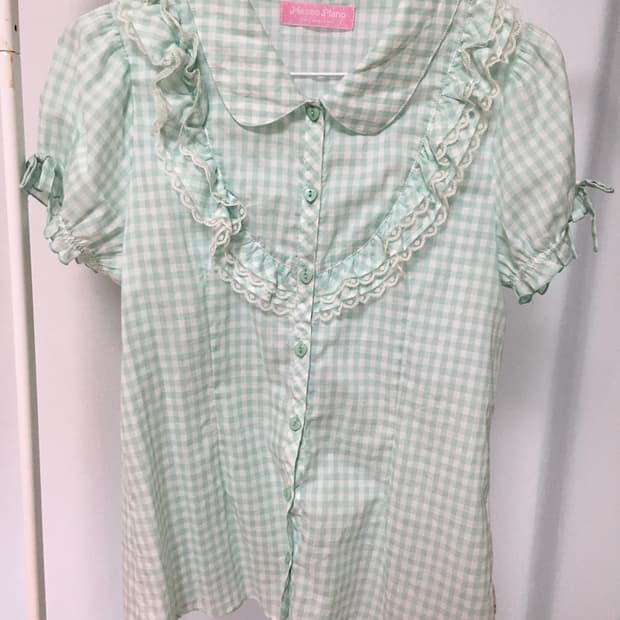Mint doll frill ribbon blouse