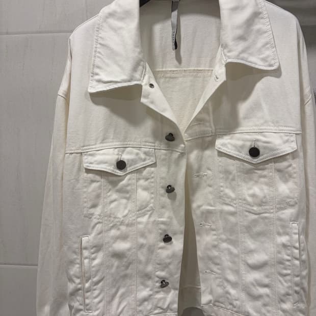 노이어 오버핏 크롭 데님 자켓 (크림)