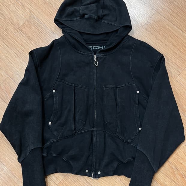 미스치프 빅 포켓 후드 워시드 블랙