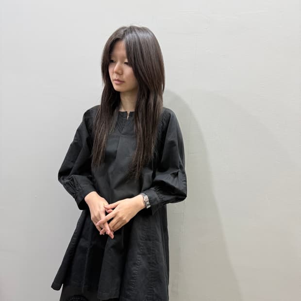 꼼데가르송 올 블랙 코튼 블라우스