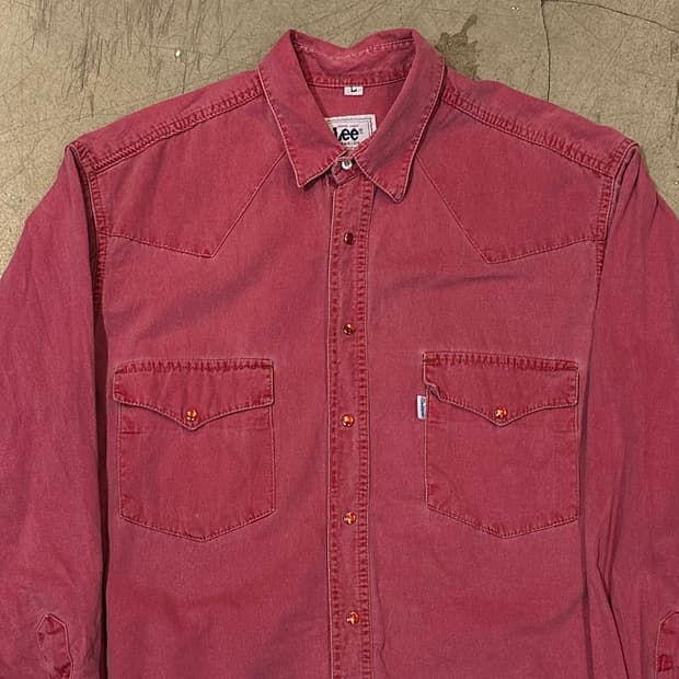 L LEE 빈티지 핑크 웨스턴 포켓 셔츠