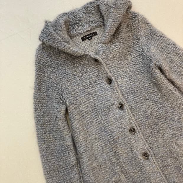 일본빈티지 모헤어 후드롱가디건