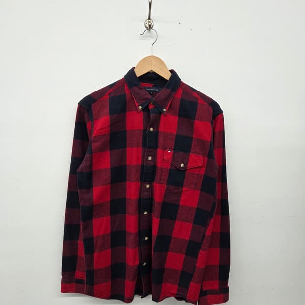 타미힐피거 체크 셔츠 남m