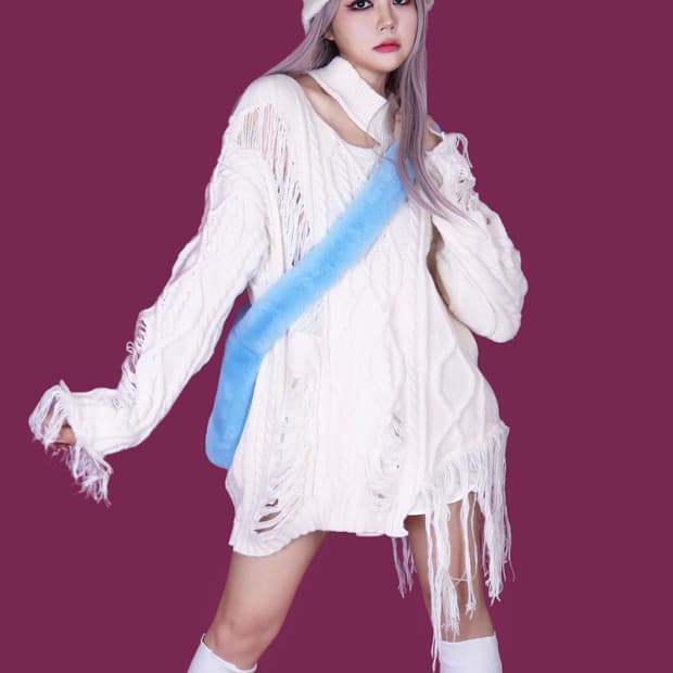 crazy damage long knit