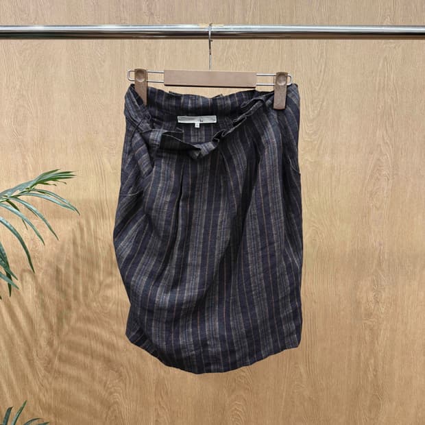 3.1 필립림 스트라이프 랩 미니스커트 허리 끈 디테일다크컬러