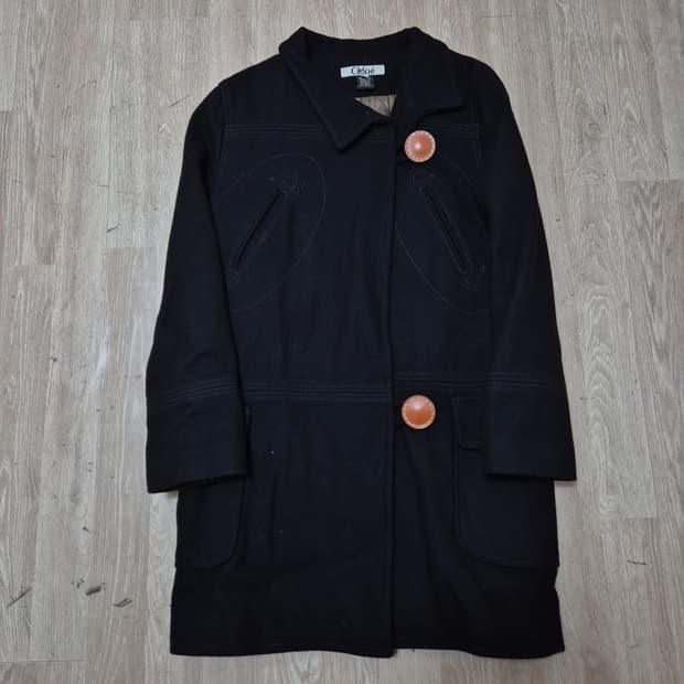 끌로에 빈티지 여성 클래식 울 더플 코트 36(구55)