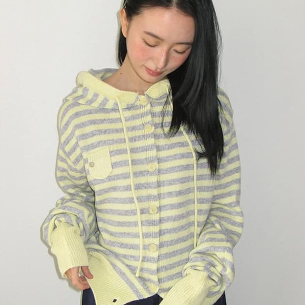 론론 미니 포켓 후디 니트