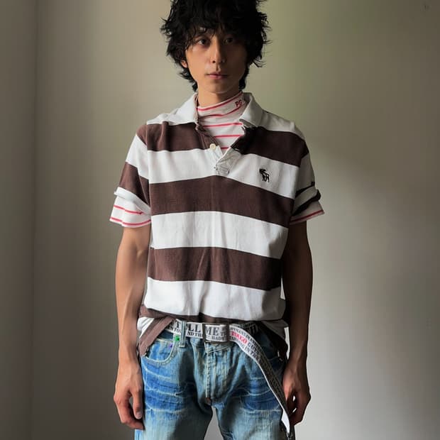 Abercrombie & Fitch 머슬 스트라이프 카라 T