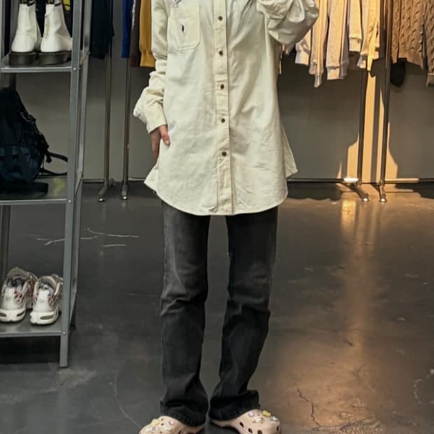 폴로랄프로렌 포니로고 클래식핏 코튼 화이트 셔츠 A2781