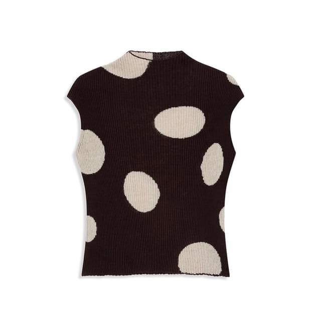 open yy RIBBED DOT TOP, BROWN