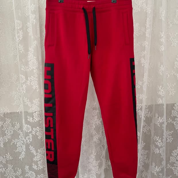 S) 홀리스터 기모 조거 팬츠 레드